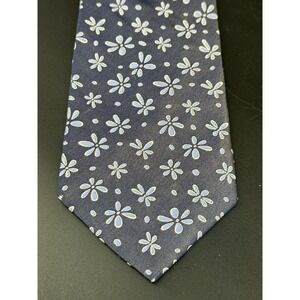 Express 100% Silk Tie Navy Blue Floral Pattern Mens Designer Neck Tie